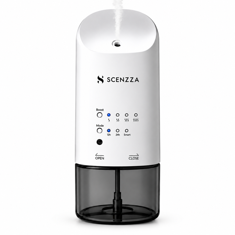 Waterless Scent Oil Diffuser – Light-Sensing, Long-Lasting | Odor Elimination | Home & Office | 160 ml – White